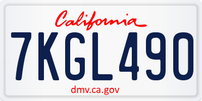 CA license plate 7KGL490