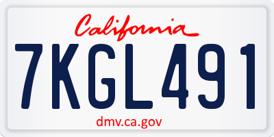CA license plate 7KGL491