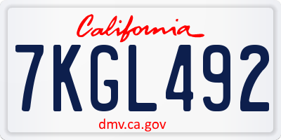 CA license plate 7KGL492