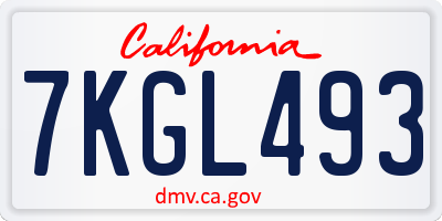 CA license plate 7KGL493