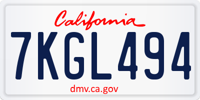 CA license plate 7KGL494