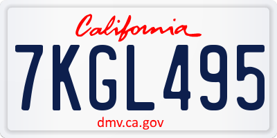 CA license plate 7KGL495