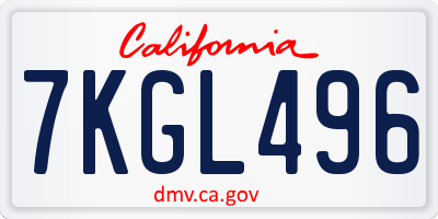 CA license plate 7KGL496