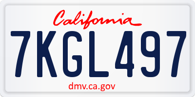 CA license plate 7KGL497