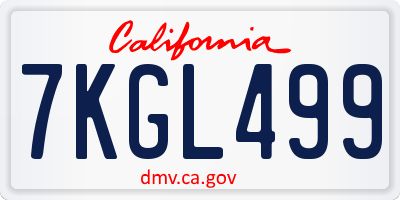 CA license plate 7KGL499