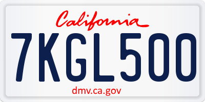 CA license plate 7KGL500