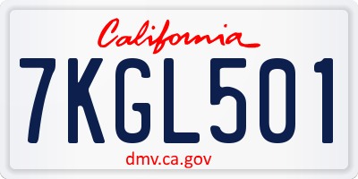 CA license plate 7KGL501