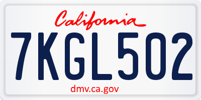 CA license plate 7KGL502