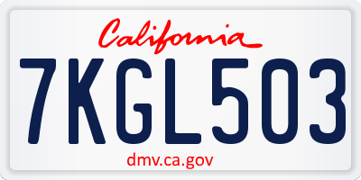 CA license plate 7KGL503