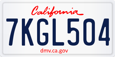CA license plate 7KGL504