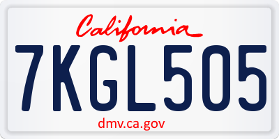 CA license plate 7KGL505