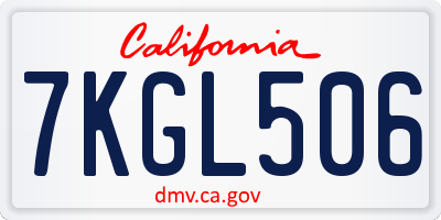 CA license plate 7KGL506