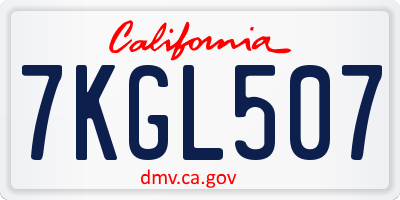 CA license plate 7KGL507