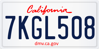 CA license plate 7KGL508
