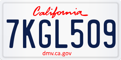 CA license plate 7KGL509