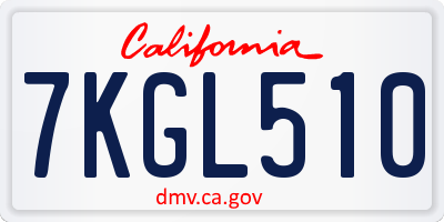 CA license plate 7KGL510