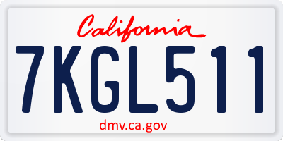 CA license plate 7KGL511
