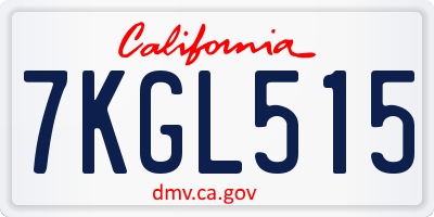 CA license plate 7KGL515