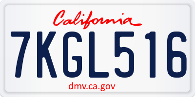 CA license plate 7KGL516