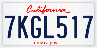 CA license plate 7KGL517
