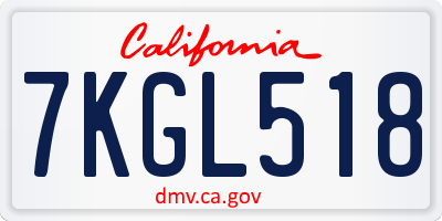 CA license plate 7KGL518
