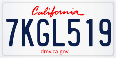 CA license plate 7KGL519