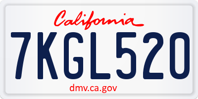 CA license plate 7KGL520
