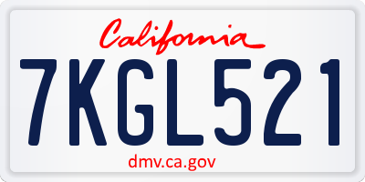 CA license plate 7KGL521