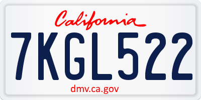 CA license plate 7KGL522