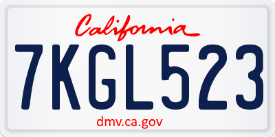 CA license plate 7KGL523