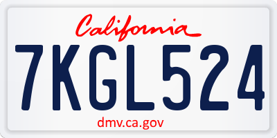 CA license plate 7KGL524