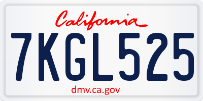 CA license plate 7KGL525