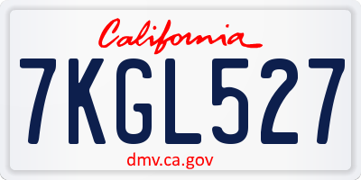 CA license plate 7KGL527
