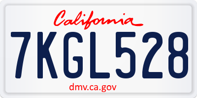 CA license plate 7KGL528