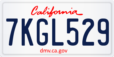 CA license plate 7KGL529