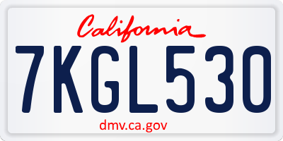 CA license plate 7KGL530