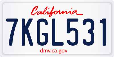 CA license plate 7KGL531