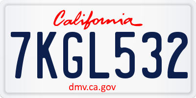 CA license plate 7KGL532