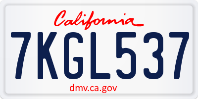 CA license plate 7KGL537