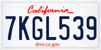 CA license plate 7KGL539
