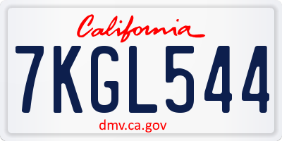 CA license plate 7KGL544