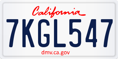 CA license plate 7KGL547
