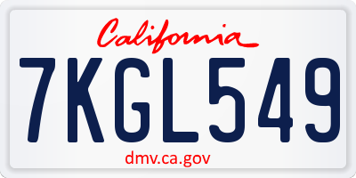 CA license plate 7KGL549