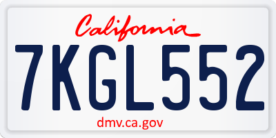 CA license plate 7KGL552
