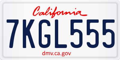 CA license plate 7KGL555