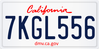 CA license plate 7KGL556