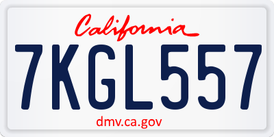 CA license plate 7KGL557