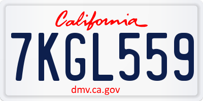 CA license plate 7KGL559