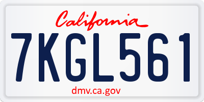 CA license plate 7KGL561