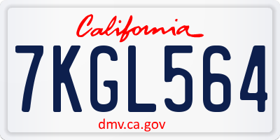 CA license plate 7KGL564